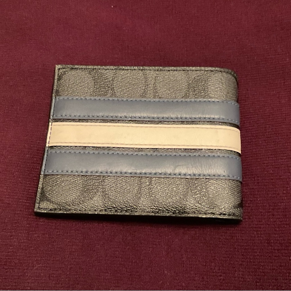 Coach Slim Billfold Wallet In Signature Canvas With Varsity Stripe - Picture 2 of 5
